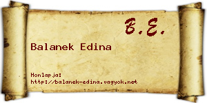 Balanek Edina névjegykártya